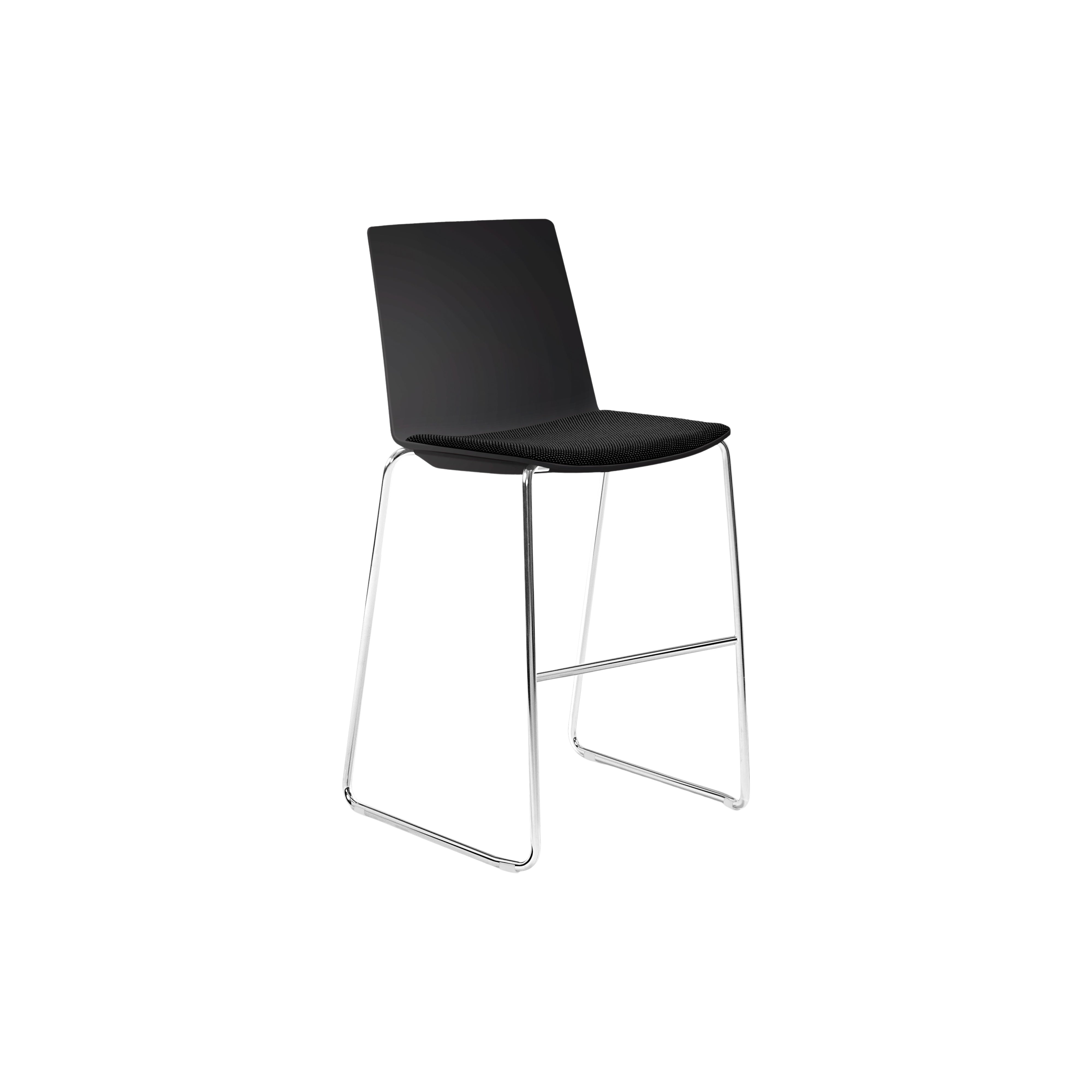Jubel Stool 66 Chrome Sled Black Shell Seat Pad