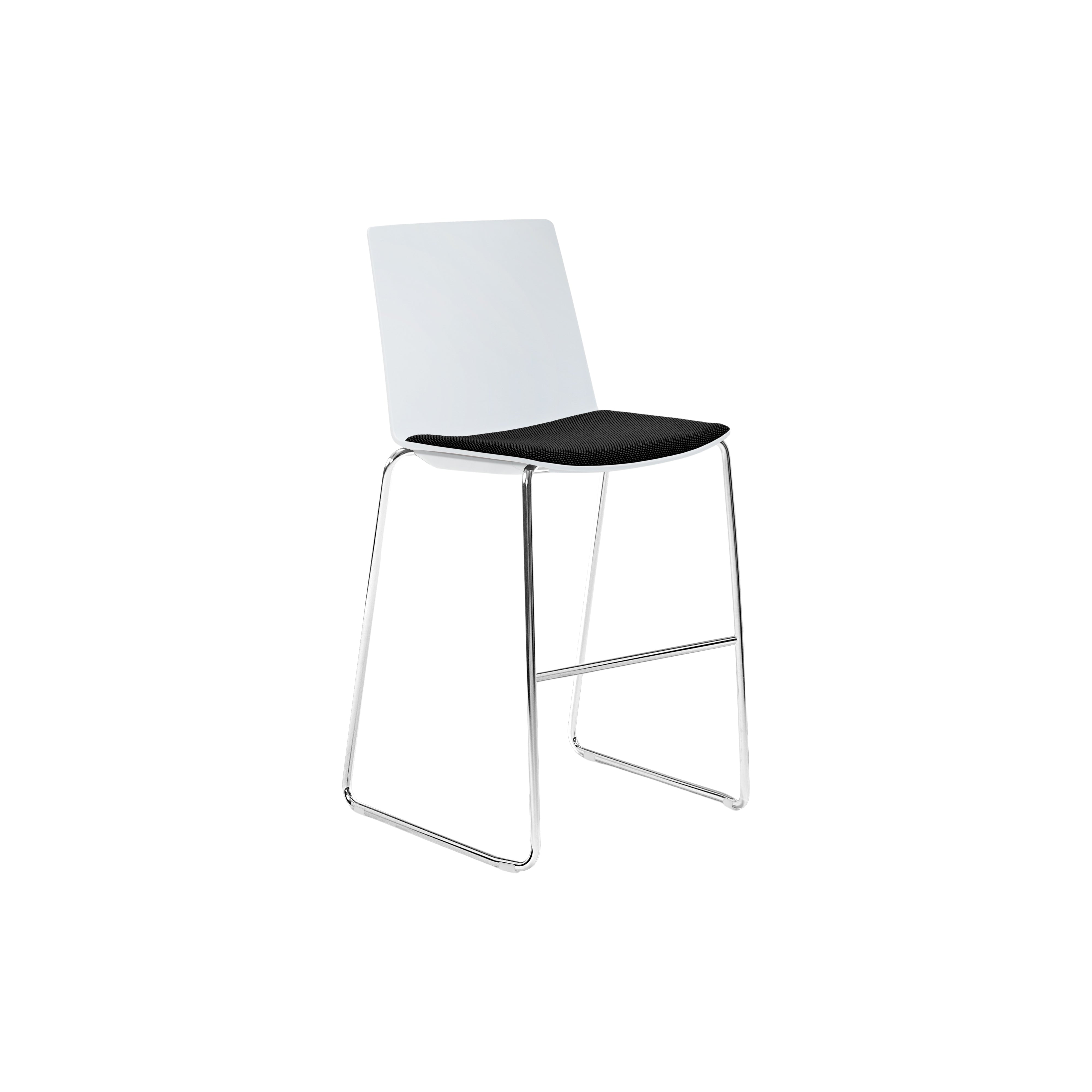 Jubel Stool 66 Chrome Sled White Shell Seat Pad