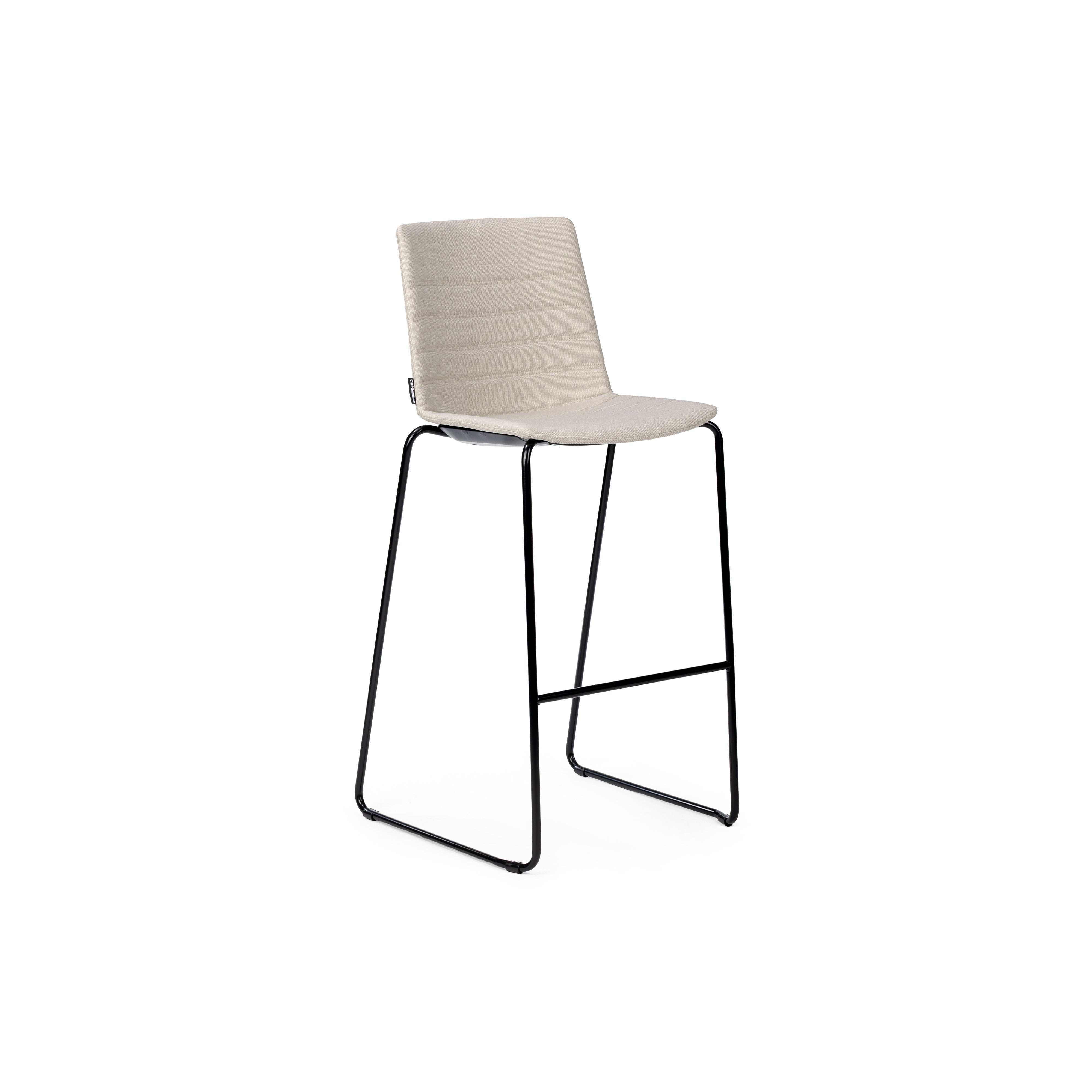 Jubel Stool 76 Black Sled Upholstered Feature Stitch Detail